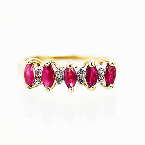 Natural Ruby and Diamond Ring 14k solid yellow gold size 6.75