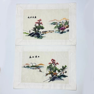 Pair Vintage Chinese silk embroidery, Home decoration, Wall Decor