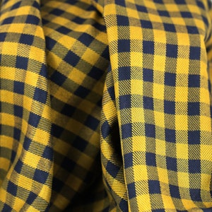 1 pc - 1.6L x 1.5W Cobalt Blue and Mustard checks Twill 100% Pure Wool Fabric, Suiting Fabric Suit Skirt Fabric Apparel Fabric Sewing Fabric