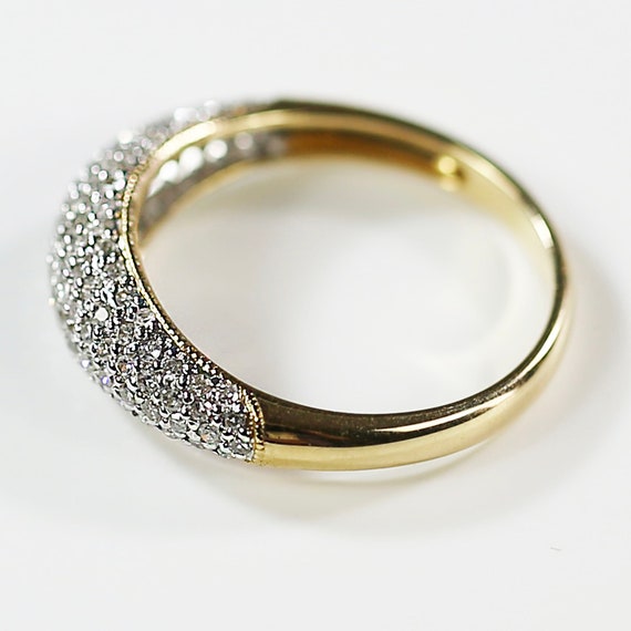 Solid yellow 14K gold pave Diamond cluster Ring s… - image 7