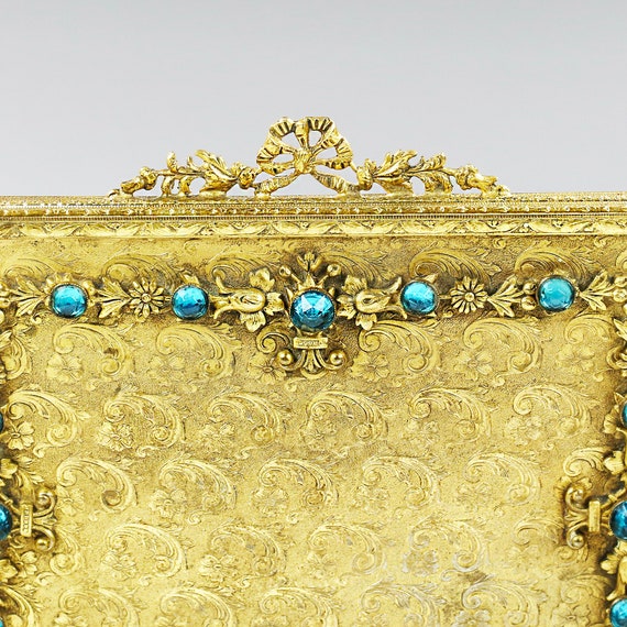 Antique Czech Austrian ormolu Jewelled jewelry Tr… - image 3