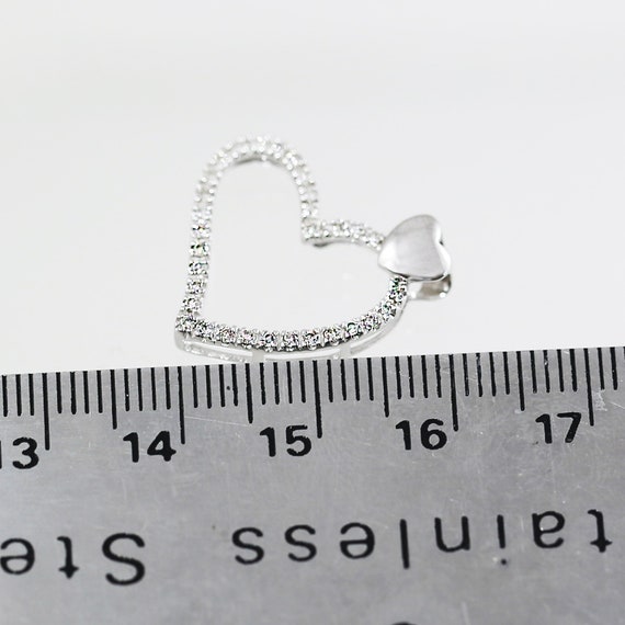 14K White Gold Diamond Heart Pendant: Interlinked… - image 4