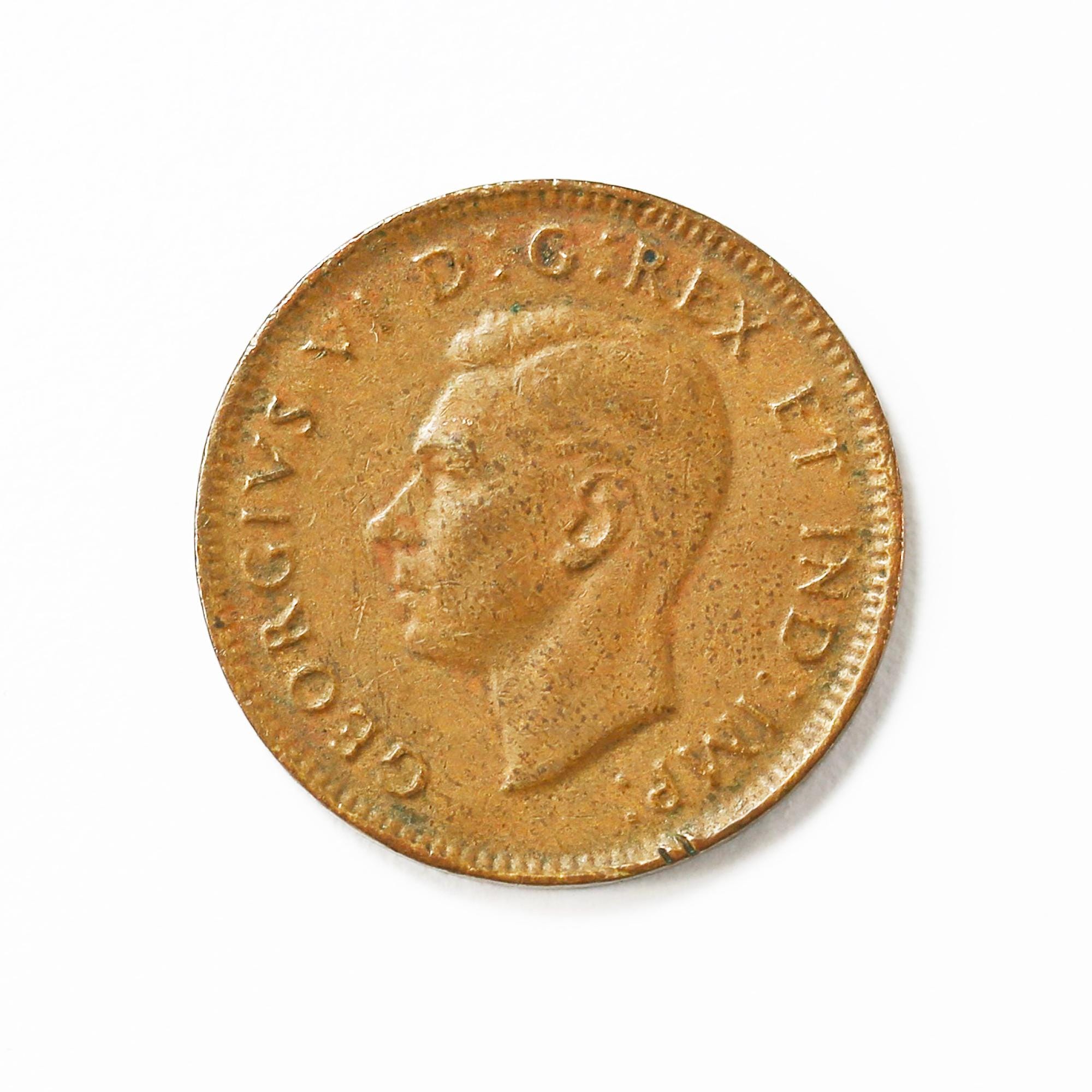 1942 Canada Small Coin 1 Cent - George VI One Canadian Bronze