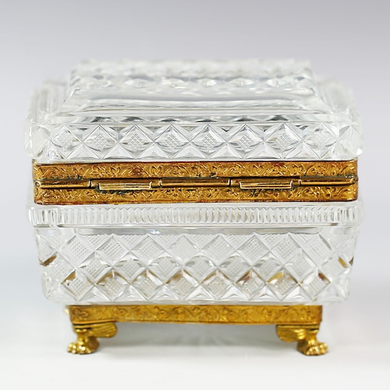 Antique French Baccarat Crystal Casket Trinket Je… - image 7