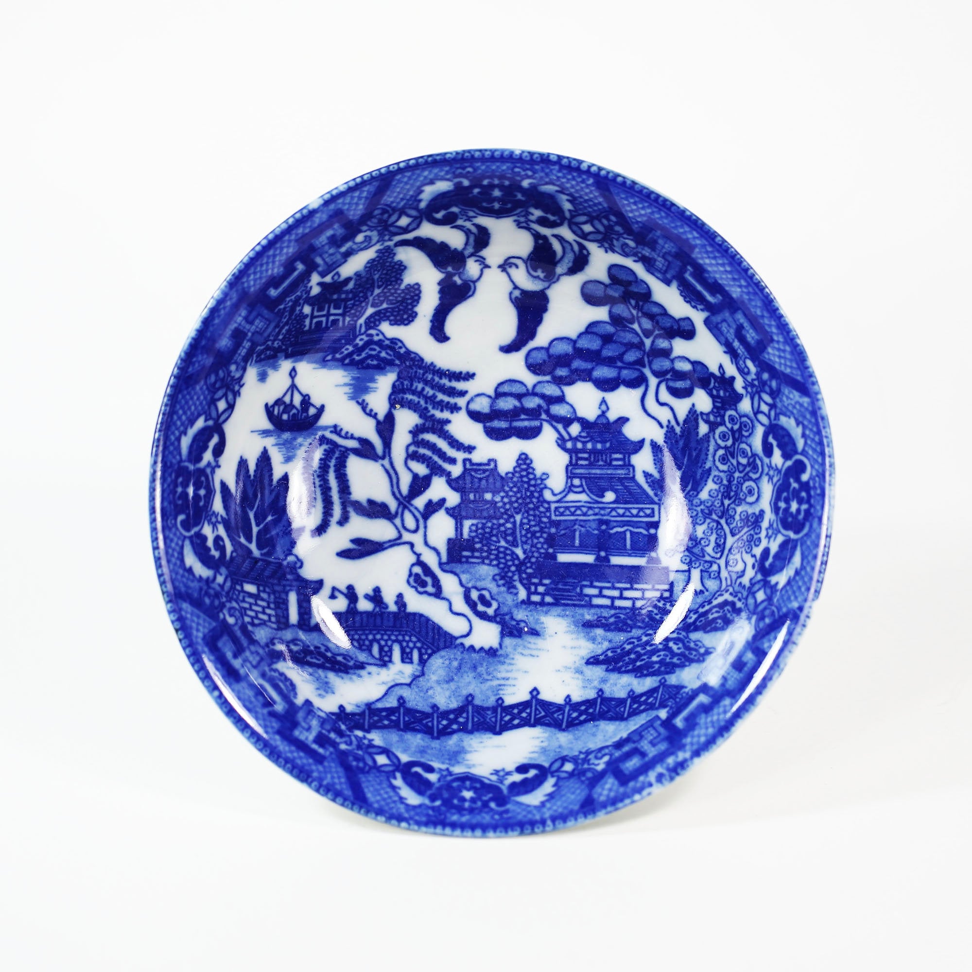 ☆【アンティーク】ブルーウィローボウル アンティーク フロー ブルー オールド ウィロー セラミック