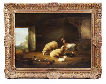 Belgian Eugene Verboeckhoven 1798-1881 Antique oil on wood painting