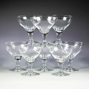 Vintage set of 8 hand blown clear crystal Champagne Coupe, Sherbet  Glasses, Dessert Glasses