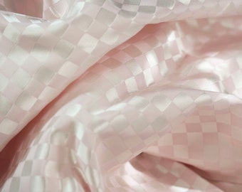 By the Yard delicate Pink checks Polyester - Viscouse woven fabric