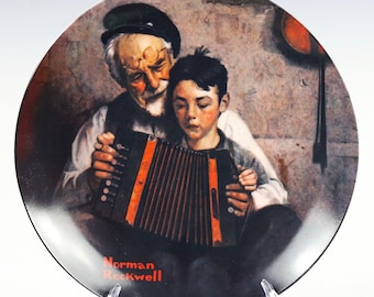 1981 Norman Rockwell "El creador de música" Edwin Knowles Plato coleccionable decorativo