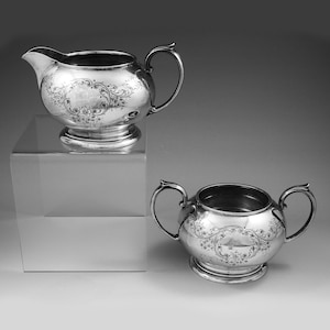 Antique sterling silver Creamer and Sugar set Sheffield England Cooper Brothers and Son