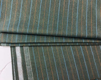 Olive Green Wool Fabric: Italian Double-Face Stripe - Suits, Dresses