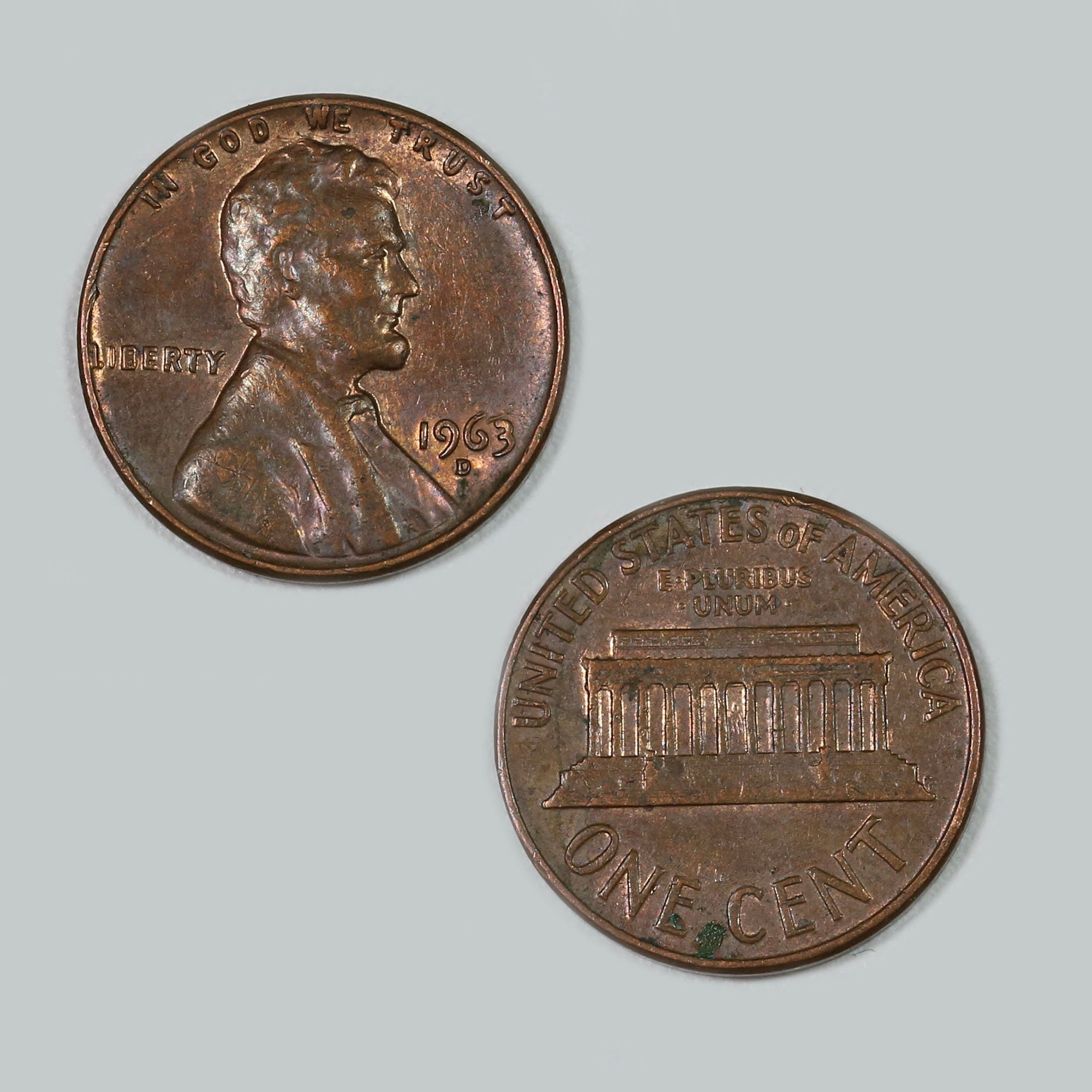 USA 1963 Lincoln Copper Coin American one 1 Cent