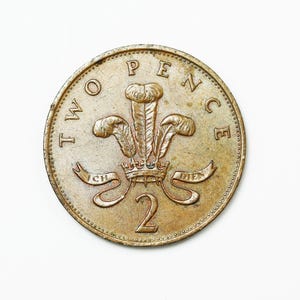 1985 Reino Unido, moneda británica de 2 peniques, tercer retrato de Isabel II, no magnética