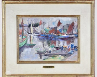 American Charles Henry Fromuth 1861-1937 Sailboats pastel on paper signed