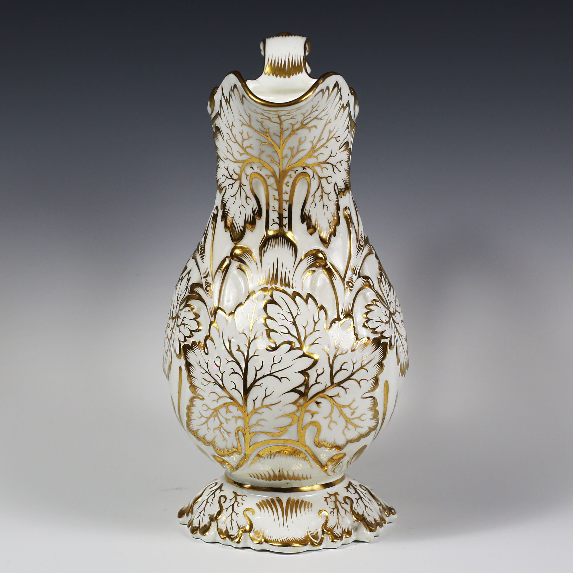 Antique Porcelain Water Pitcher White With Gold Accent on Relief  display picture 1
