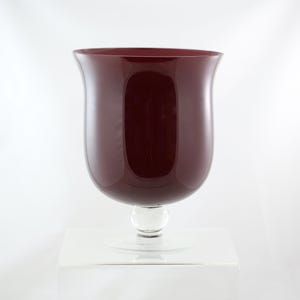 Vintage Royal Ruby Red glass Vase w/ clear glass base, wide Vase Candleholder