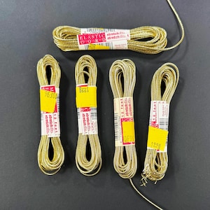 Lot bundle of Metallic Elastic Cord, 12 feet each Stretchrite, sewing elastic 2 mm craft cord, fine gold elastic cord, Bracelet lurex cord