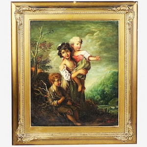 19th century Antique oil on canvas painting after Thomas Gainsborough 1727-1788