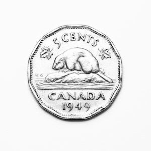 1949 Canada 5 Cents coin George VI, Maple Leaf Canadian Nickel Five Cent
