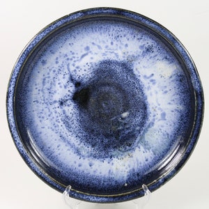 Vintage Hand made crafted blue white glaze Earthenware Plate signed