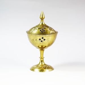 Vintage Etched Brass Incense Burner: Indian Trinket Box