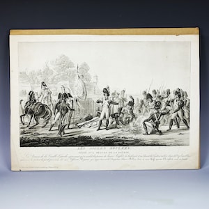 Antieke militaire lithografie - Les Aigles Brûlées - Franse soldaten in rust, Frans leger