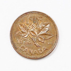 Collectible 1978 Canada Coin 1 Cent Copper One Canadian Penny Coin