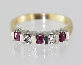 14Kゴールド ルビー ダイヤモンド リング：オーバーラッピングツイスト