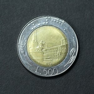 1992 500 Lira Italy Coin, Italian Numismatic Collectible, Italian Republic Cretara