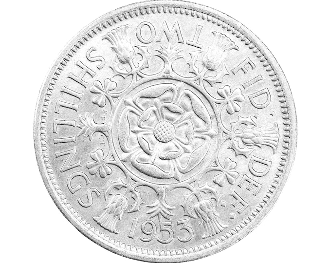 1953 United Kingdom 2 Shillings coin - Elizabeth II 1st portrait; with 'BRITT:OMN'