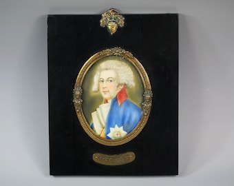 Antique English school gouache painting miniature portrait of King George IV