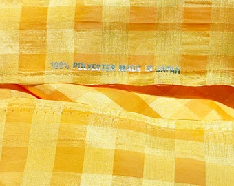 Yellow Check Chiffon Fabric: Silky Polyester Sewing Material, Made in Japan