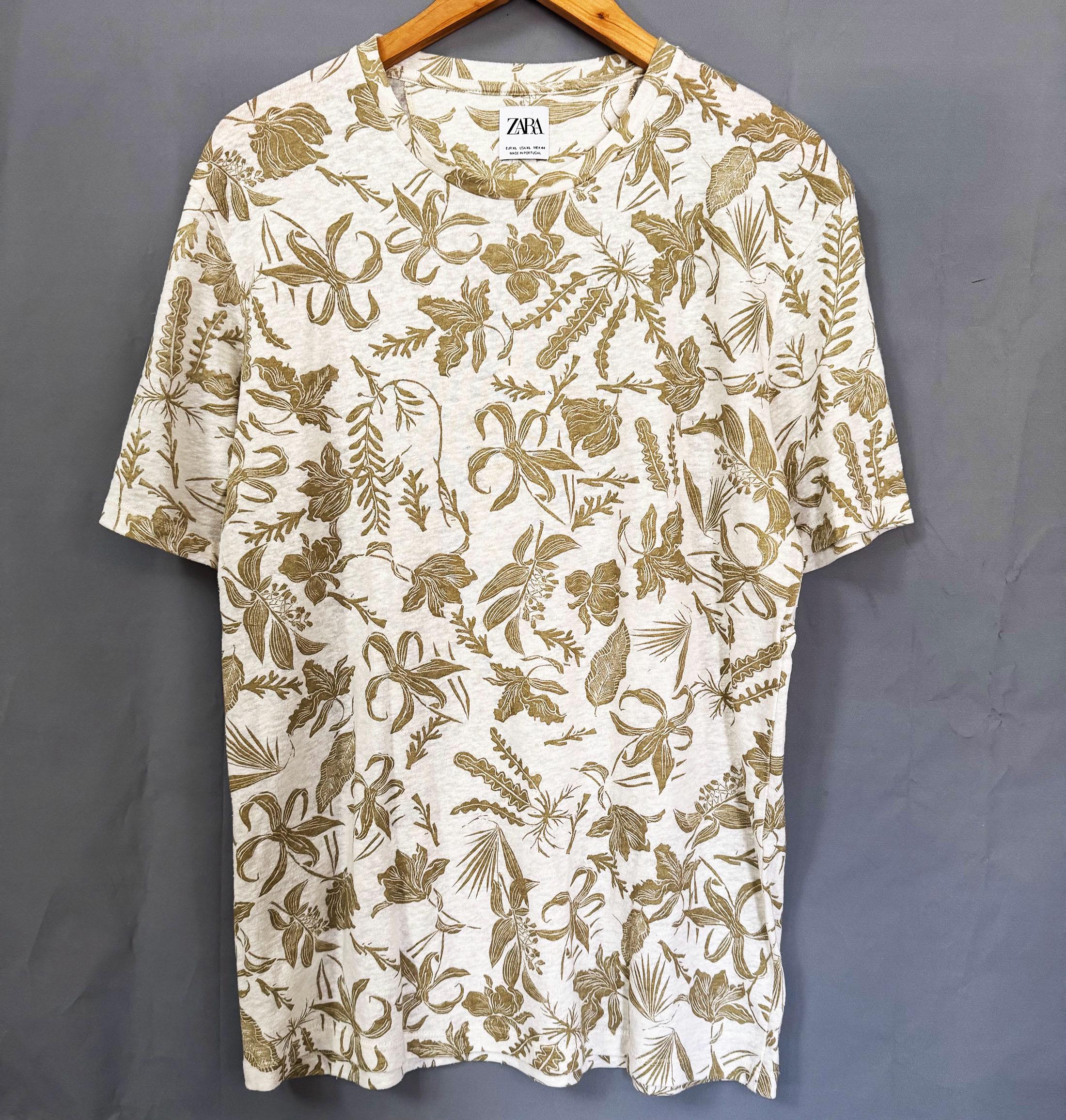 Zara Man リネンTシャツセット：花柄＆柄、サイズL/XL - Etsy 日本