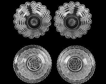 Pair Antique EAPG clear glass Small Nappy Bowl, Trinket Dish