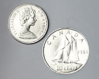1968年カナダ10セント硬貨エリザベス2世 - ブルーノーズ船 - Etsy 日本
