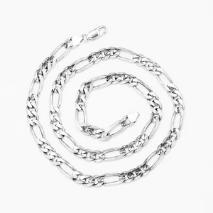 51 cm long Italian Solid 925 Sterling Silver Men&#39;s Figaro Link Chain