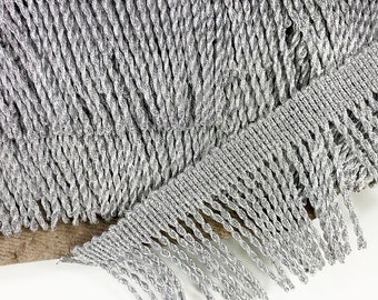 8m Silver Bullion Thread Fringe: Metallic Upholstery Trim