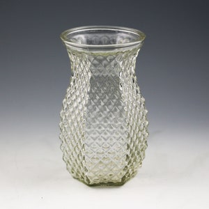 Diamond Point Hobnail Pentagonal Hoosier 4071 Pressed clear Glass Bouquet Vase