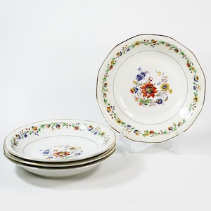 Set of 4 Vintage France Theodor Haviland Limoges porcelain Soup Bowls, Plates