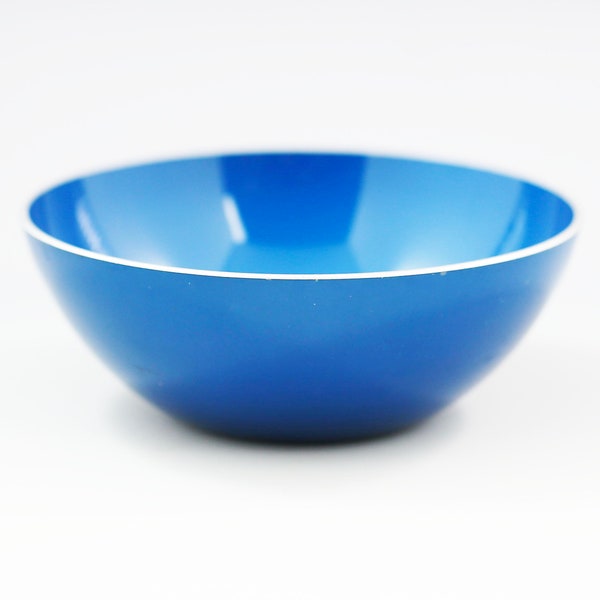 Vintage Mid Century Anodized Aluminum Bowl made in Norway Blue minimalist Bowl, Accent Candy Dish