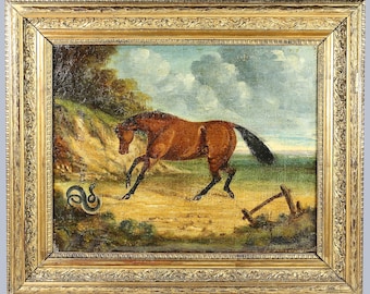 Antique 18th century oil canvas painting George Stubbs old master school