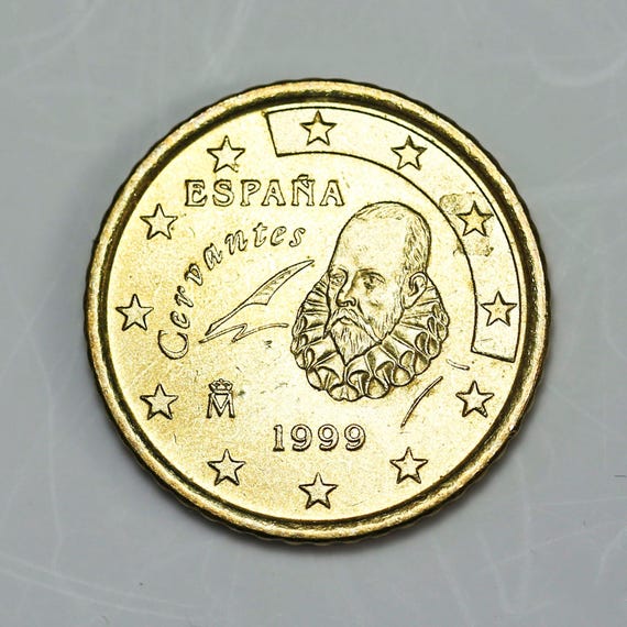 1999年スペイン50ユーロセント硬貨：セルバンテス、第1地図 - Etsy 日本