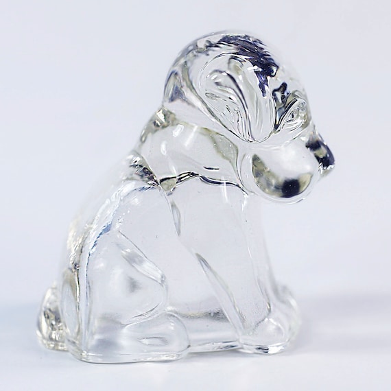 Vintage 1940s Federal Glass Co. Molded Clear Glass Mopey Dog Candy