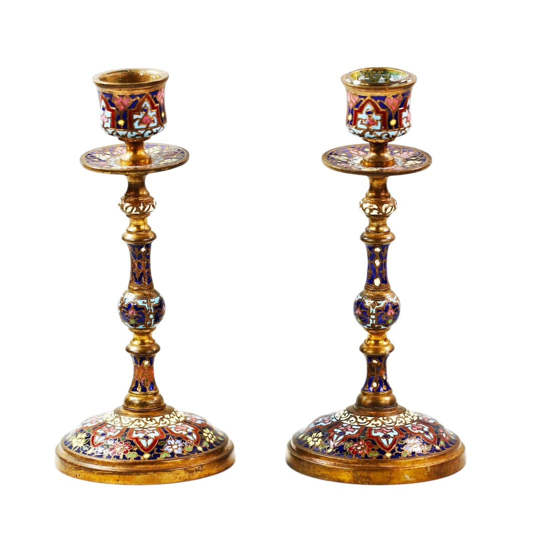 Antique French 19th Century Champlevé Enamel and Gilt Bronze ...