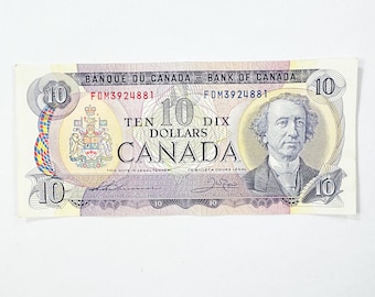 FDM3924881 - 1971 Canada bank note - Canadian ten 10 dollar bill, Canadian money, Vintage Bill