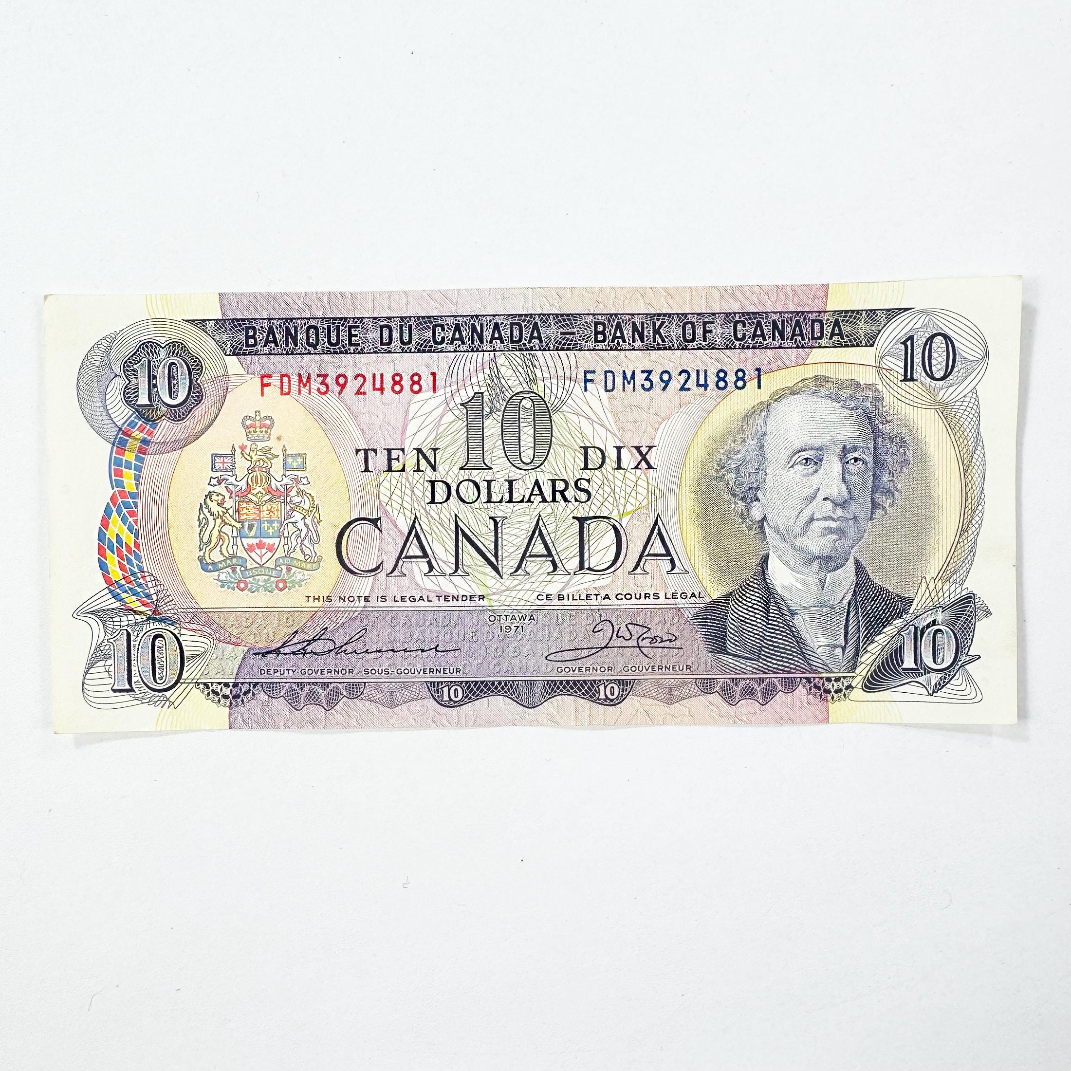 1971年ヴィンテージカナダ紙幣 - カナダ10ドル紙幣、カナダのお金