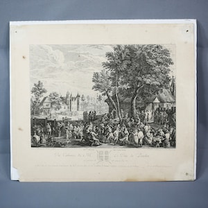 Antique 18th century line / stipple Engraving, antique print IV.ME Fete de Village