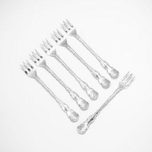 Set of 6 Birks Louis XV sterling silver sea food, cocktail Forks