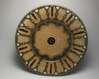 Large Riveted Glaze Trailed Platter