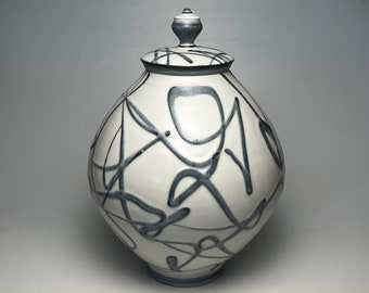 Large White Pollock Series Covered Jar 2